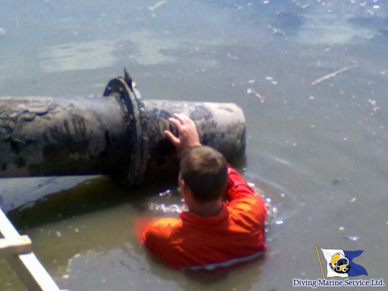 Installation of fish protection structures on the river